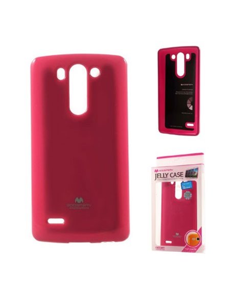 CUSTODIA GEL TPU SILICONE per LG G3s D722, G3s DUAL D728 COLORE FUCSIA LUCIDO CON GLITTER ALTA QUALITA' MERCURY BLISTER