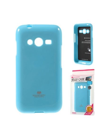 CUSTODIA GEL TPU SILICONE per SAMSUNG G313H GALAXY TREND 2, G318 TREND 2 LITE AZZURRO LUCIDO CON GLITTER ALTA QUALITA' MERCURY