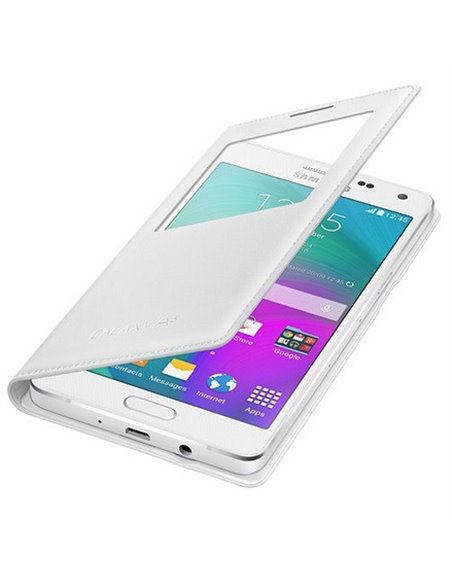 CUSTODIA S VIEW COVER ORIGINALE SAMSUNG COLORE BIANCO per SM-A500 GALAXY A5 (NO VERSIONE 2016) CON FINESTRA ID BLISTER