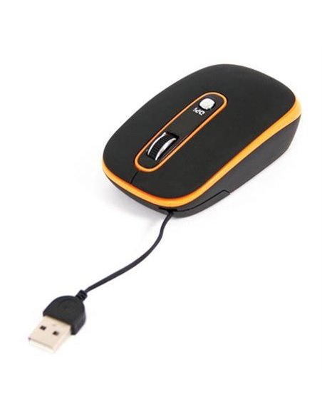 MOUSE OTTICO USB CON RISOLUZIONE COMMUTABILE TRA 800 E 1200 DPI E CAVO USB RETRATTILE OM0262O ARANCIONE E NERO OMEGA