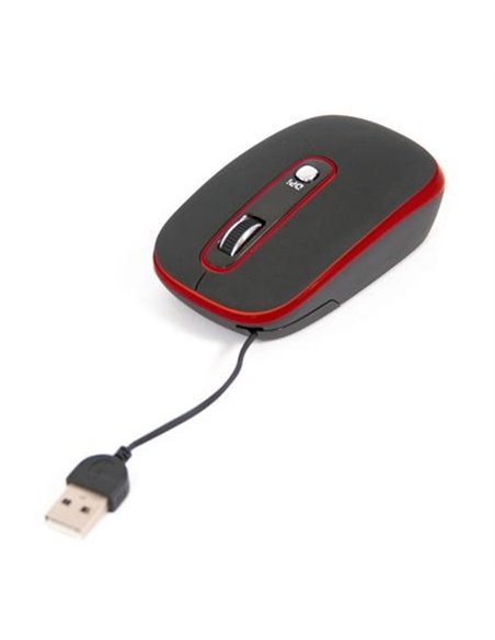 MOUSE OTTICO USB CON RISOLUZIONE COMMUTABILE TRA 800 E 1200 DPI E CAVO USB RETRATTILE OM0262O ROSSO E NERO OMEGA