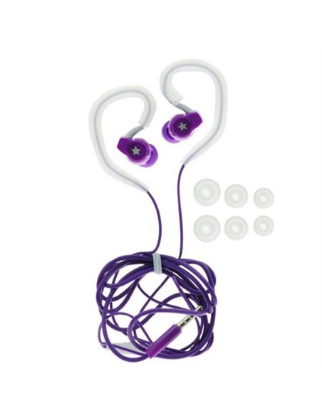 AURICOLARE STEREO con CONNETTORE JACK 3,5mm - GOMMINI, ARCHETTO E TASTO DI RISPOSTA VIOLA E BIANCO (KSA07.G810.SP2-01.VI)