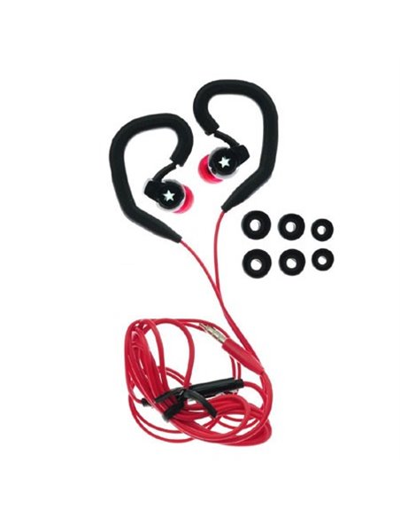 AURICOLARE STEREO con CONNETTORE JACK 3,5mm - GOMMINI, ARCHETTO E TASTO DI RISPOSTA NERO E ROSSO (KSA07.G810.SP2-01.NE-RO)