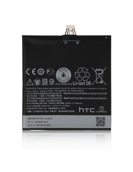 BATTERIA ORIGINALE HTC B0P9C100 per DESIRE 816, DESIRE 816 DUAL SIM 2600 mAh LI-ION BULK