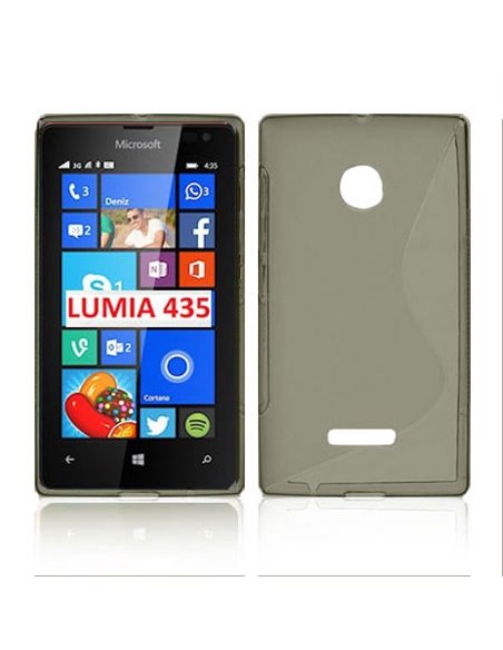 CUSTODIA GEL TPU SILICONE DOUBLE per MICROSOFT LUMIA 435 COLORE NERO-TRASPARENTE