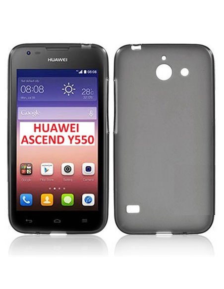 CUSTODIA GEL TPU SILICONE per HUAWEI ASCEND Y550 COLORE NERO-TRASPARENTE