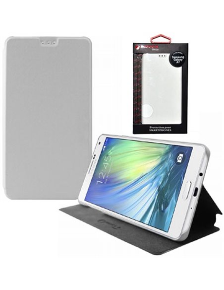 CUSTODIA FLIP ORIZZONTALE PELLE per SAMSUNG SM-A700 GALAXY A7 (NO VERSIONE 2016) CON STAND COLORE BIANCO ALTA QUALITA' MOCCA