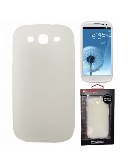 CUSTODIA GEL TPU SILICONE per SAMSUNG I9300 GALAXY S3, I9300i GALAXY S3 NEO BIANCO-TRASPARENTE ALTA QUALITA' MOCCA BLISTER