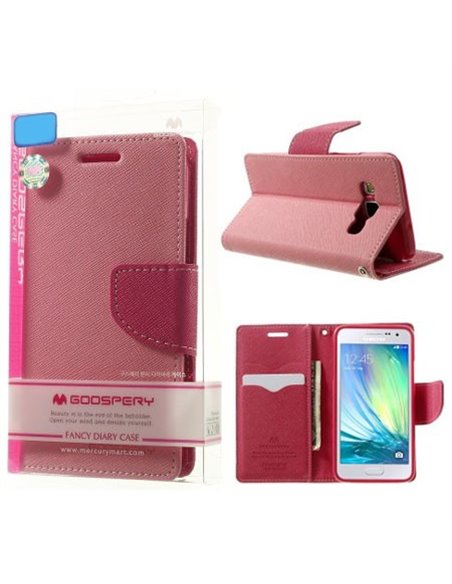 CUSTODIA FLIP ORIZZONTALE per SAMSUNG SM-A500 GALAXY A5 (NO VERSIONE 2016) INTERNO IN TPU E STAND COLORE ROSA FANCY MERCURY