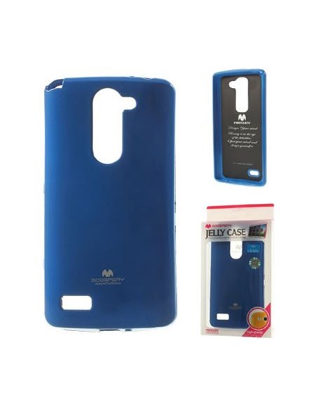 CUSTODIA GEL TPU SILICONE per LG L BELLO, D331, L PRIME, D337 COLORE BLU LUCIDO CON GLITTER ALTA QUALITA' MERCURY BLISTER