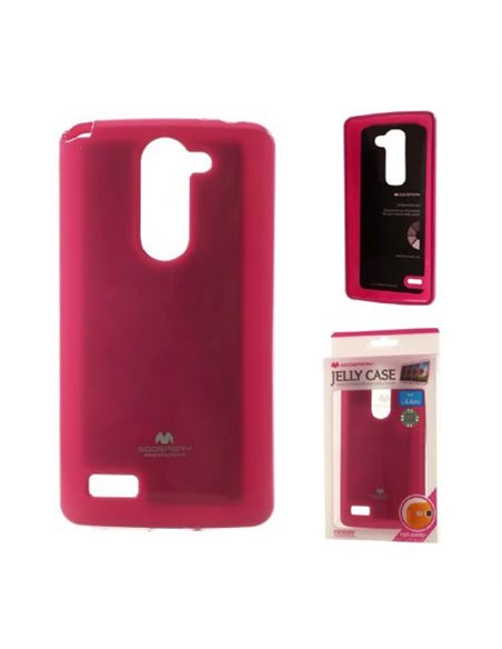 CUSTODIA GEL TPU SILICONE per LG L BELLO, D331, L PRIME, D337 COLORE FUCSIA LUCIDO CON GLITTER ALTA QUALITA' MERCURY BLISTER