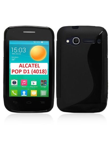 CUSTODIA GEL TPU SILICONE DOUBLE per ALCATEL ONE TOUCH POP D1 4018 COLORE NERO