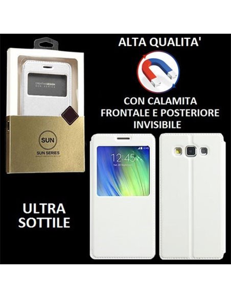 CUSTODIA FLIP ORIZZONTALE PELLE per SAMSUNG GALAXY A7 (NO VERSIONE 2016) con CHIUSURA MAGNETICA INVISIBILE ED INTERNO IN TPU BIA