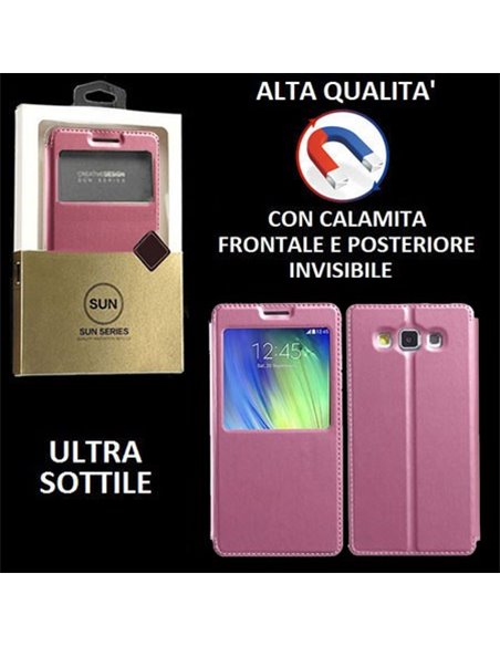 CUSTODIA FLIP ORIZZONTALE PELLE per SAMSUNG GALAXY A7 (NO VERSIONE 2016) con CHIUSURA MAGNETICA INVISIBILE ED INTERNO IN TPU ROS