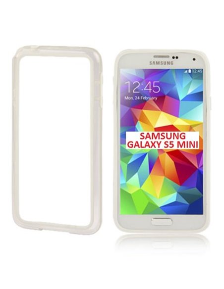 CUSTODIA BUMPER GEL TPU SILICONE per SAMSUNG G800 GALAXY S5 MINI COLORE BIANCO