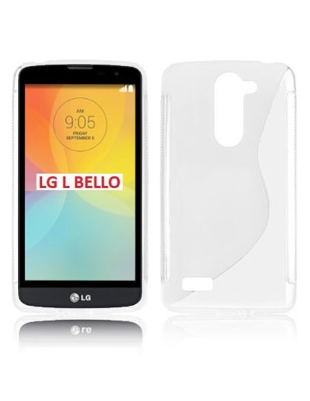 CUSTODIA GEL TPU SILICONE DOUBLE per LG L BELLO, D331, L PRIME, D337 COLORE BIANCO-TRASPARENTE