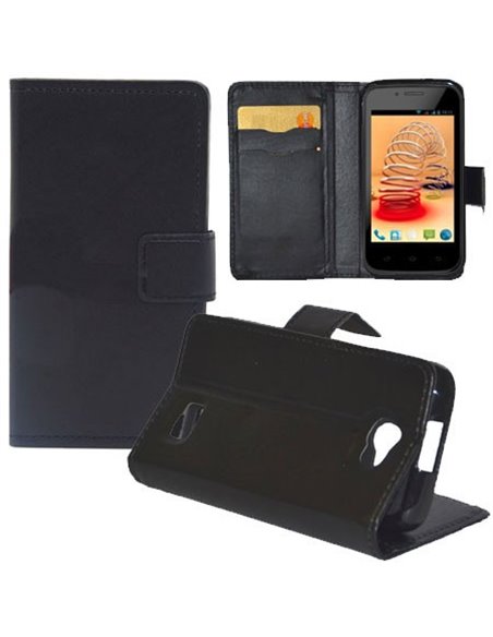 CUSTODIA FLIP ORIZZONTALE SIMILPELLE per NGM DYNAMIC JUMP E JUMP COLOR CON STAND, PORTA CARTE ED INTERNO IN TPU COLORE NERO