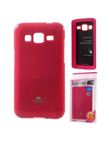 CUSTODIA GEL TPU SILICONE per SAMSUNG G360 GALAXY CORE PRIME COLORE FUCSIA LUCIDO CON GLITTER ALTA QUALITA' MERCURY BLISTER