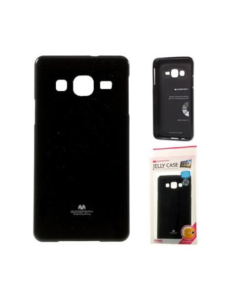 CUSTODIA GEL TPU SILICONE per SAMSUNG G530H GALAXY GRAND PRIME COLORE NERO LUCIDO CON GLITTER ALTA QUALITA' MERCURY BLISTER