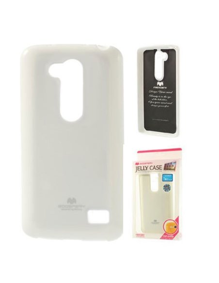 CUSTODIA GEL TPU SILICONE per LG L FINO, D290N, D295 COLORE BIANCO LUCIDO CON GLITTER ALTA QUALITA' MERCURY BLISTER