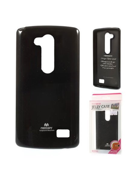CUSTODIA GEL TPU SILICONE per LG L FINO, D290N, D295 COLORE NERO LUCIDO CON GLITTER ALTA QUALITA' MERCURY BLISTER