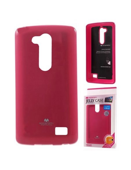 CUSTODIA GEL TPU SILICONE per LG L FINO, D290N, D295 COLORE FUCSIA LUCIDO CON GLITTER ALTA QUALITA' MERCURY BLISTER