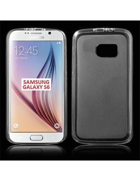 CUSTODIA GEL TPU SILICONE per SAMSUNG SM-G920 GALAXY S6 COLORE BIANCO-TRASPARENTE