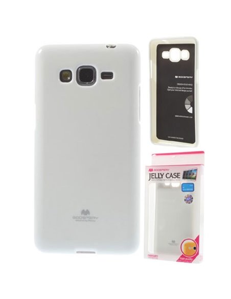 CUSTODIA GEL TPU SILICONE per SAMSUNG G530H GALAXY GRAND PRIME COLORE BIANCO LUCIDO CON GLITTER ALTA QUALITA' MERCURY BLISTER