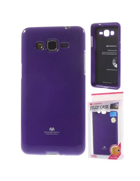 CUSTODIA GEL TPU SILICONE per SAMSUNG G530H GALAXY GRAND PRIME COLORE VIOLA LUCIDO CON GLITTER ALTA QUALITA' MERCURY BLISTER