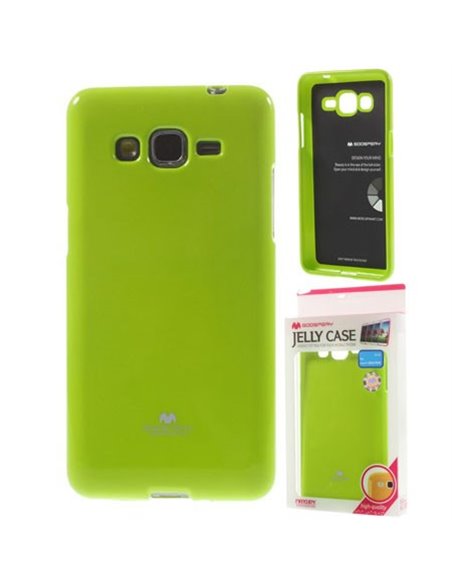 CUSTODIA GEL TPU SILICONE per SAMSUNG G530H GALAXY GRAND PRIME COLORE VERDE LUCIDO CON GLITTER ALTA QUALITA' MERCURY BLISTER