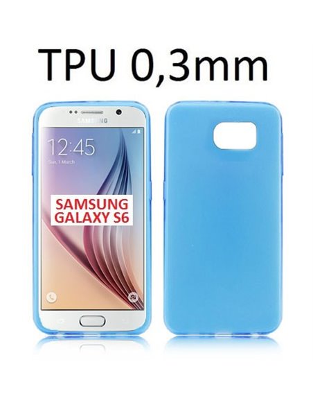 CUSTODIA GEL TPU SILICONE ULTRA SLIM 0,3mm per SAMSUNG SM-G920 GALAXY S6 COLORE AZZURRO TRASPARENTE