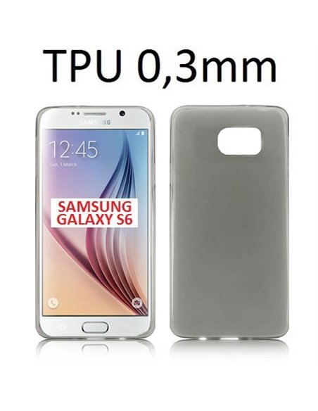 CUSTODIA GEL TPU SILICONE ULTRA SLIM 0,3mm per SAMSUNG SM-G920 GALAXY S6 COLORE NERO TRASPARENTE