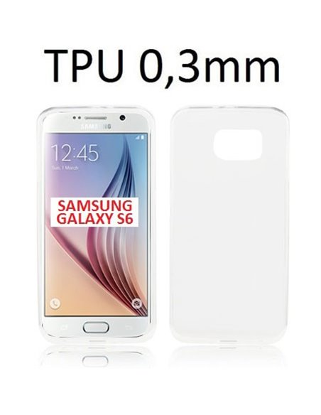 CUSTODIA GEL TPU SILICONE ULTRA SLIM 0,3mm per SAMSUNG SM-G920 GALAXY S6 COLORE BIANCO TRASPARENTE