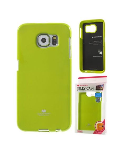 CUSTODIA GEL TPU SILICONE per SAMSUNG SM-G920 GALAXY S6 COLORE VERDE LUCIDO CON GLITTER ALTA QUALITA' MERCURY BLISTER