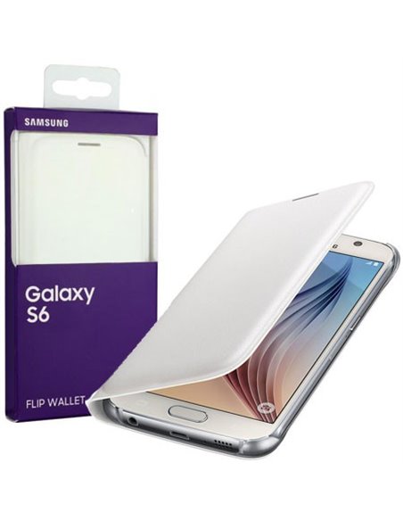 CUSTODIA FLIP COVER PELLE ORIGINALE SAMSUNG COLORE BIANCO per SM-G920 GALAXY S6 EF-WG920PWEGWW BLISTER