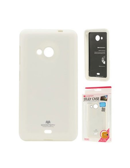 CUSTODIA GEL TPU SILICONE per MICROSOFT LUMIA 535 COLORE BIANCO LUCIDO CON GLITTER ALTA QUALITA' MERCURY BLISTER