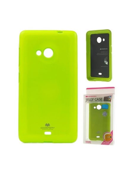 CUSTODIA GEL TPU SILICONE per MICROSOFT LUMIA 535 COLORE VERDE LUCIDO CON GLITTER ALTA QUALITA' MERCURY BLISTER