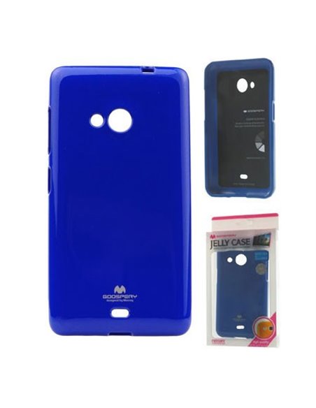 CUSTODIA GEL TPU SILICONE per MICROSOFT LUMIA 535 COLORE BLU LUCIDO CON GLITTER ALTA QUALITA' MERCURY BLISTER