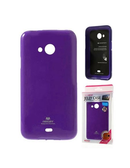 CUSTODIA GEL TPU SILICONE per MICROSOFT LUMIA 535 COLORE VIOLA LUCIDO CON GLITTER ALTA QUALITA' MERCURY BLISTER