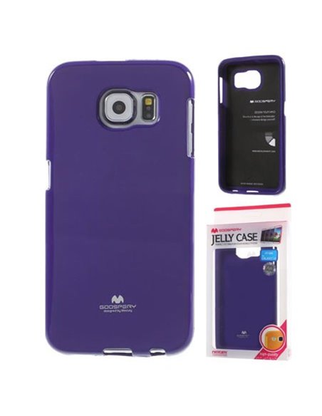 CUSTODIA GEL TPU SILICONE per SAMSUNG SM-G920 GALAXY S6 COLORE VIOLA LUCIDO CON GLITTER ALTA QUALITA' MERCURY BLISTER