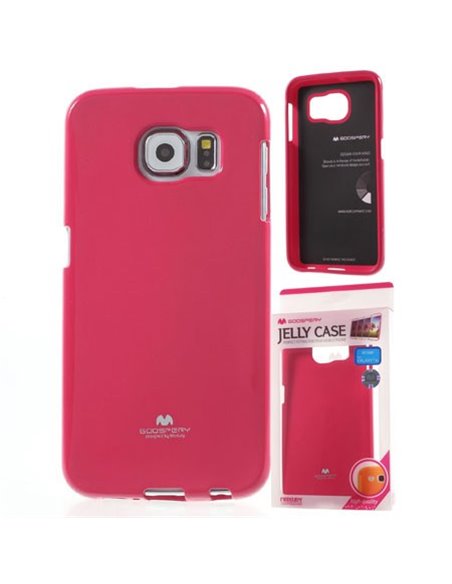 CUSTODIA GEL TPU SILICONE per SAMSUNG SM-G920 GALAXY S6 COLORE FUCSIA LUCIDO CON GLITTER ALTA QUALITA' MERCURY BLISTER