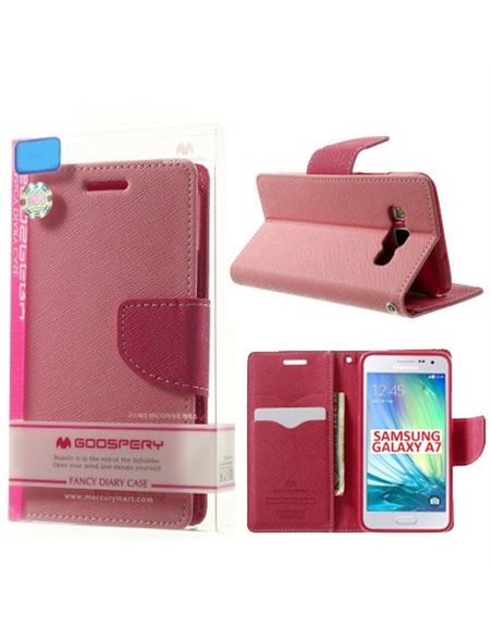 CUSTODIA FLIP ORIZZONTALE per SAMSUNG SM-A700 GALAXY A7 (NO VERSIONE 2016) CON INTERNO IN TPU E STAND ROSA FANCY MERCURY