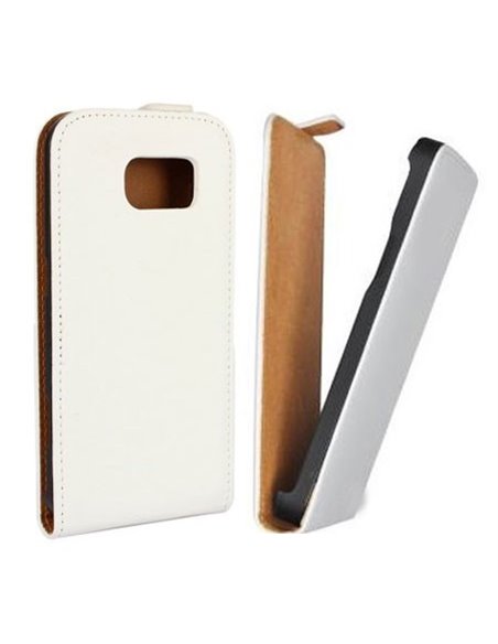 CUSTODIA FLIP VERTICALE SLIM SIMILPELLE per SAMSUNG SM-G920 GALAXY S6 COLORE BIANCO