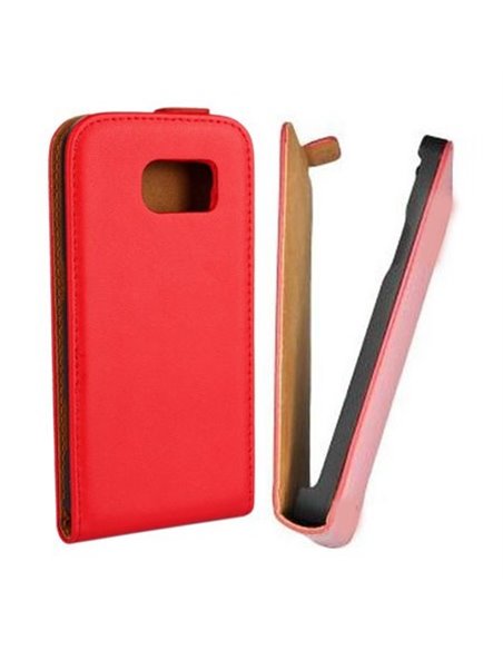 CUSTODIA FLIP VERTICALE SLIM SIMILPELLE per SAMSUNG SM-G920 GALAXY S6 COLORE ROSSO