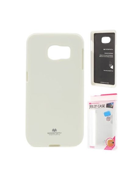 CUSTODIA GEL TPU SILICONE per SAMSUNG SM-G925 GALAXY S6 EDGE COLORE BIANCO LUCIDO CON GLITTER ALTA QUALITA' MERCURY