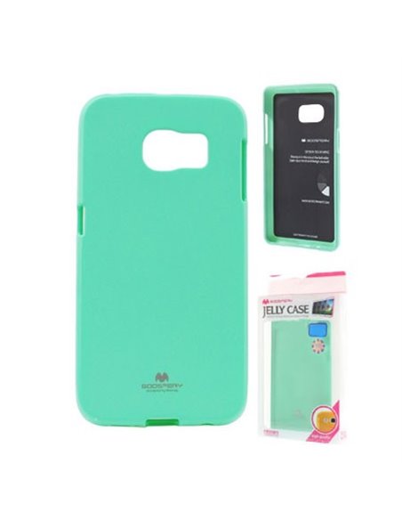 CUSTODIA GEL TPU SILICONE per SAMSUNG SM-G925 GALAXY S6 EDGE COLORE VERDE ACQUA LUCIDO CON GLITTER ALTA QUALITA' MERCURY