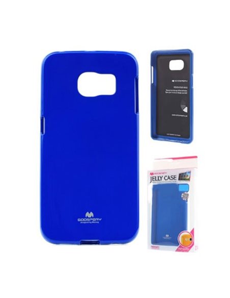 CUSTODIA GEL TPU SILICONE per SAMSUNG SM-G925 GALAXY S6 EDGE COLORE BLU LUCIDO CON GLITTER ALTA QUALITA' MERCURY BLISTER