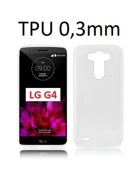 CUSTODIA GEL TPU SILICONE ULTRA SLIM 0,3mm per LG G4, H815 COLORE BIANCO TRASPARENTE