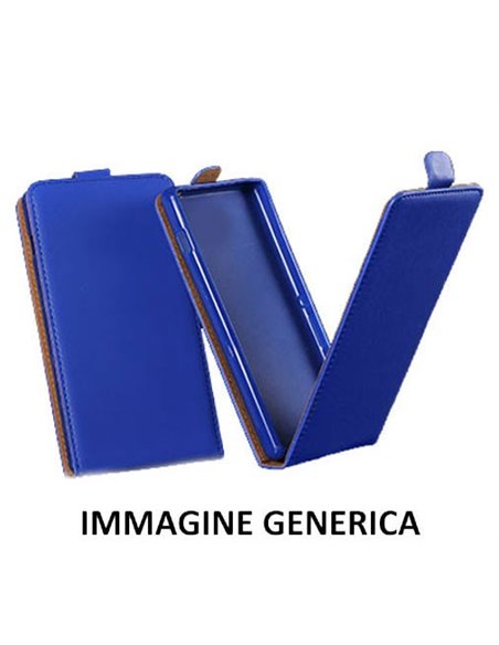 CUSTODIA FLIP VERTICALE SLIM SIMILPELLE per MICROSOFT LUMIA 640 CON INTERNO IN TPU SILICONE COLORE BLU