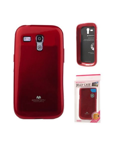 CUSTODIA GEL TPU SILICONE per SAMSUNG I8190 GALAXY S3 MINI ROSSO LUCIDO CON GLITTER ALTA QUALITA' MERCURY BLISTER